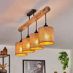 Lampes En Tissu-hofstein Plafonnier Soungou Écru, Noir, 4 lumières