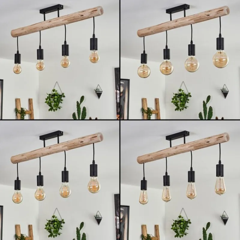 Luminaires Scandinaves-hofstein Plafonnier Soungou Écru, Noir, 4 lumières
