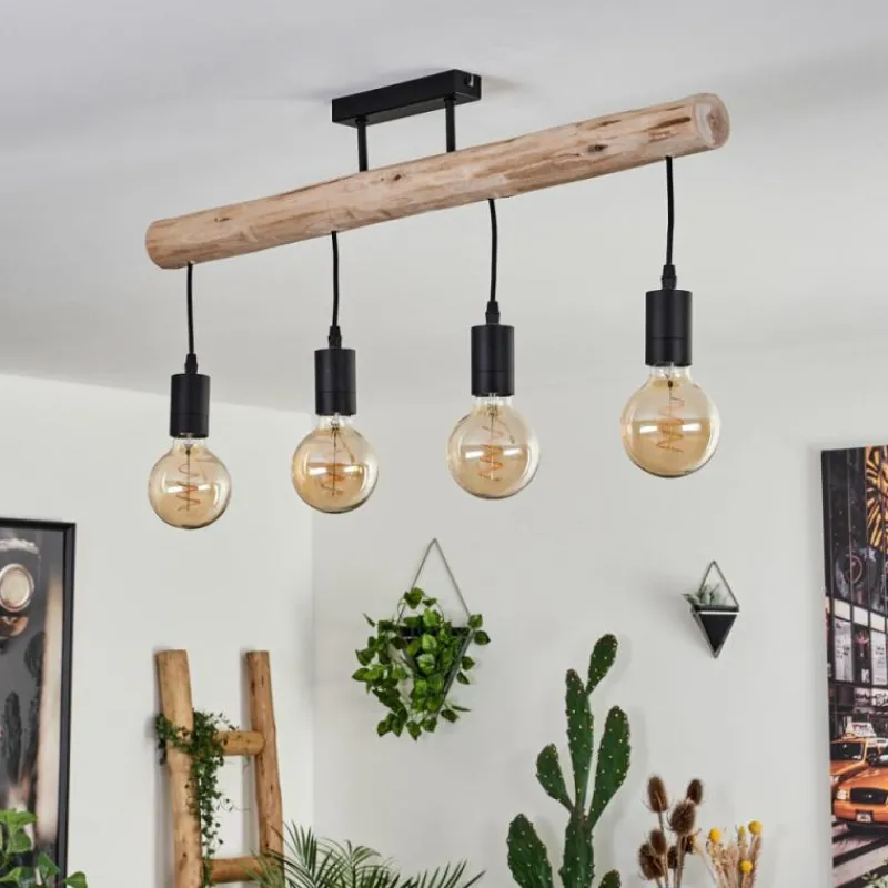 Luminaires Scandinaves-hofstein Plafonnier Soungou Écru, Noir, 4 lumières