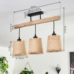 Luminaires Scandinaves-hofstein Plafonnier Soungou Écru, Noir, 3 lumières