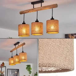 Lampes En Tissu-hofstein Plafonnier Soungou Écru, Noir, 3 lumières