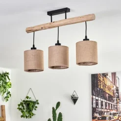 Lampes En Tissu-hofstein Plafonnier Soungou Écru, Noir, 3 lumières