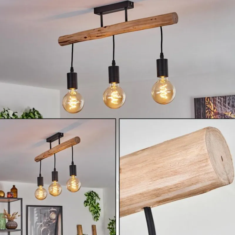 Luminaires Scandinaves-hofstein Plafonnier Soungou Écru, Noir, 3 lumières