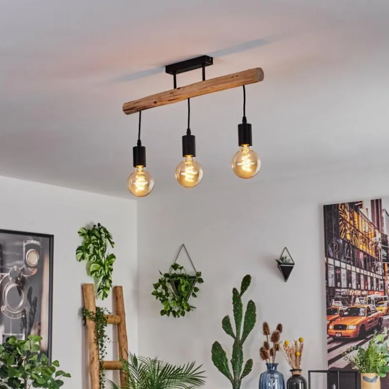 Luminaires Scandinaves-hofstein Plafonnier Soungou Écru, Noir, 3 lumières