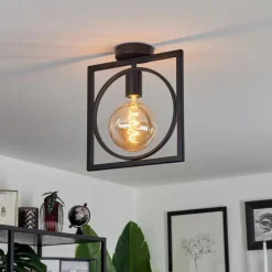 Lampes Industrielles-hofstein Plafonnier Srelau Noir, 1 lumière