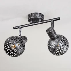 hofstein Plafonnier Stavik Noir, Argenté, 2 lumières