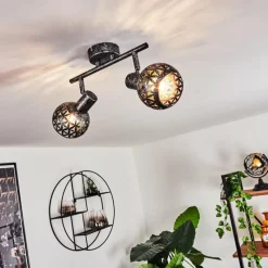 hofstein Plafonnier Stavik Noir, Argenté, 2 lumières