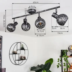 hofstein Plafonnier Stavik Noir, Argenté, 4 lumières