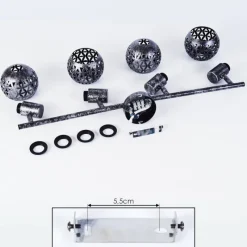 hofstein Plafonnier Stavik Noir, Argenté, 4 lumières