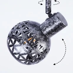 hofstein Plafonnier Stavik Noir, Argenté, 4 lumières