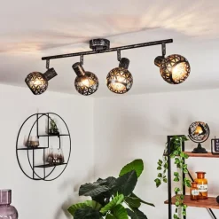 hofstein Plafonnier Stavik Noir, Argenté, 4 lumières