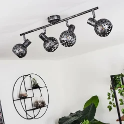 hofstein Plafonnier Stavik Noir, Argenté, 4 lumières