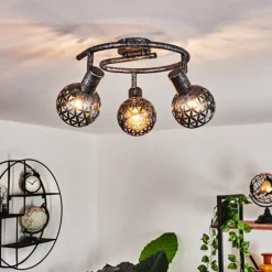 Lampes Industrielles-hofstein Plafonnier Stavik Noir, Argenté, 3 lumières