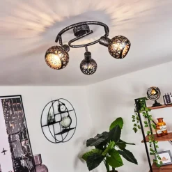 Lampes Industrielles-hofstein Plafonnier Stavik Noir, Argenté, 3 lumières