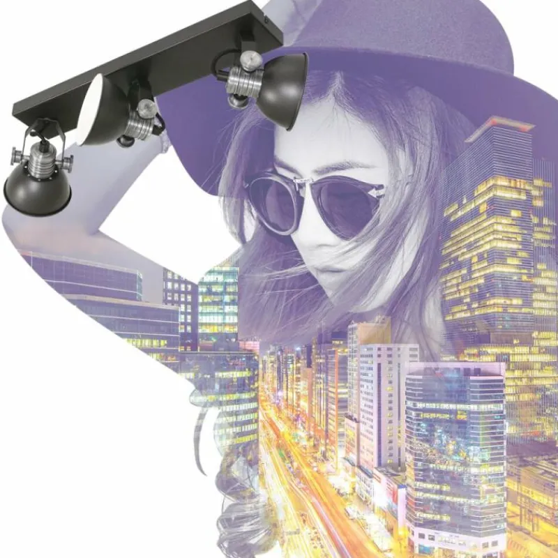 Lampes Industrielles-Luminaires Steinhauer Plafonnier Steinhauer Brooklyn Noir, 3 lumières