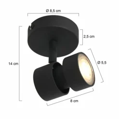 Luminaires Steinhauer Plafonnier Steinhauer Natasja LED Noir, 1 lumière* Éclairage Led