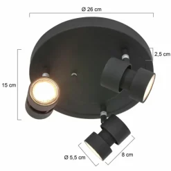 Luminaires Steinhauer Plafonnier Steinhauer Natasja LED Noir, 3 lumières* Éclairage Led