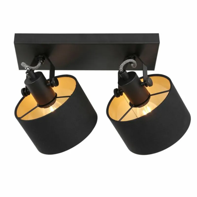 Lampes En Tissu-Luminaires Steinhauer Plafonnier Steinhauer Ornoir Noir, 2 lumières