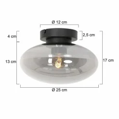 Suspension Verre Fumé-Luminaires Steinhauer Plafonnier Steinhauer Reflexion Noir, 1 lumière