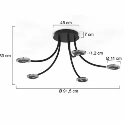 Luminaires Steinhauer Plafonnier Steinhauer Turound LED Noir, 5 lumières