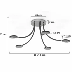 Suspension Verre Fumé-Luminaires Steinhauer Plafonnier Steinhauer Turound LED Acier brossé, 5 lumières
