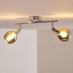 Suspension Verre Fumé-hofstein Plafonnier Stranderod Chrome, 2 lumières