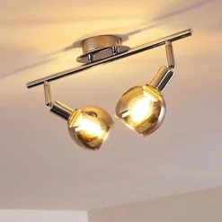 Suspension Verre Fumé-hofstein Plafonnier Stranderod Chrome, 2 lumières