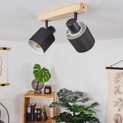 Lampes En Tissu-hofstein Plafonnier Sumlili Écru, Noir, 2 lumières