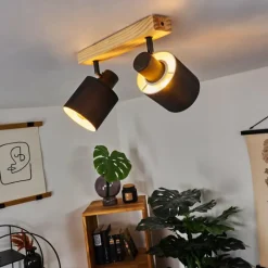 Lampes En Tissu-hofstein Plafonnier Sumlili Écru, Noir, 2 lumières