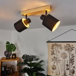Lampes En Tissu-hofstein Plafonnier Sumlili Écru, Noir, 2 lumières