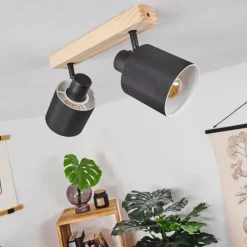 Lampes En Tissu-hofstein Plafonnier Sumlili Écru, Noir, 2 lumières