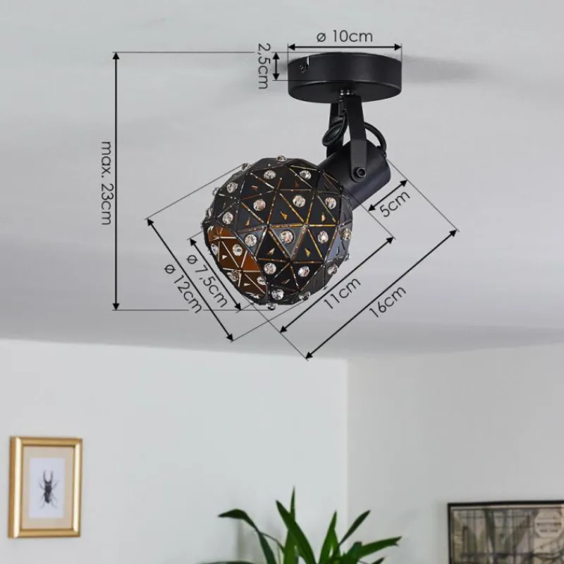 hofstein Plafonnier Sunasau Noir, 1 lumière* Spots Et Projecteurs