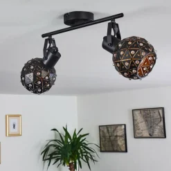 hofstein Plafonnier Sunasau Noir, 2 lumières