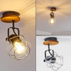 Lampes Vintages & Rétros-hofstein Plafonnier Sundsvall Bois clair, Noir, 1 lumière