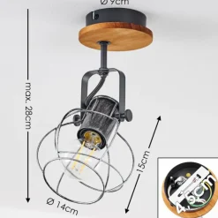 Lampes Vintages & Rétros-hofstein Plafonnier Sundsvall Bois clair, Noir, 1 lumière