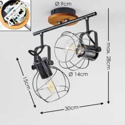 Lampes Vintages & Rétros-hofstein Plafonnier Sundsvall Bois foncé, Noir, 2 lumières