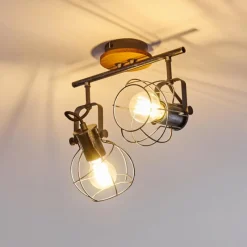 Lampes Vintages & Rétros-hofstein Plafonnier Sundsvall Bois foncé, Noir, 2 lumières