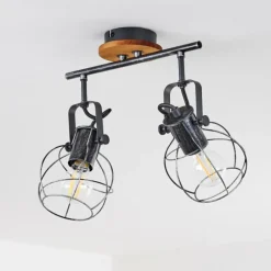 Lampes Vintages & Rétros-hofstein Plafonnier Sundsvall Bois foncé, Noir, 2 lumières