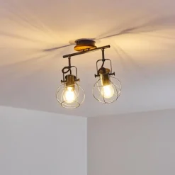 Lampes Vintages & Rétros-hofstein Plafonnier Sundsvall Bois foncé, Noir, 2 lumières