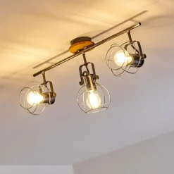 Lampes Vintages & Rétros-hofstein Plafonnier Sundsvall Bois foncé, Noir, 3 lumières