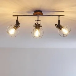 Lampes Vintages & Rétros-hofstein Plafonnier Sundsvall Bois foncé, Noir, 3 lumières