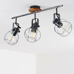 Lampes Vintages & Rétros-hofstein Plafonnier Sundsvall Bois foncé, Noir, 3 lumières