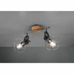 Lampes Vintages & Rétros-Luminaires Trio Plafonnier Sundsvall Bois foncé, Noir, 2 lumières