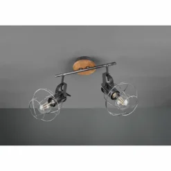 Lampes Vintages & Rétros-Luminaires Trio Plafonnier Sundsvall Bois foncé, Noir, 2 lumières