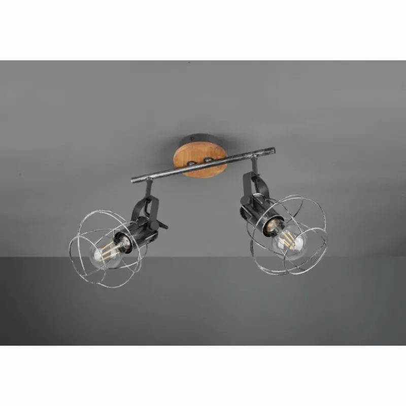 Lampes Vintages & Rétros-Luminaires Trio Plafonnier Sundsvall Bois foncé, Noir, 2 lumières