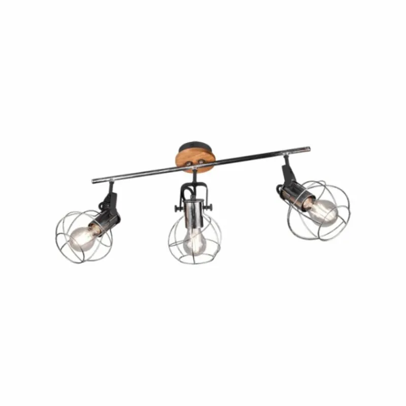 Lampes En Bois-Luminaires Trio Plafonnier Sundsvall Bois foncé, Noir, 3 lumières