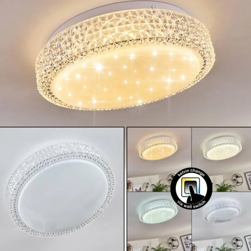 hofstein Plafonnier Suno LED Transparent, Blanc, 1 lumière