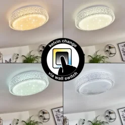 hofstein Plafonnier Suno LED Transparent, Blanc, 1 lumière