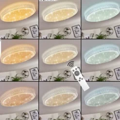 hofstein Plafonnier Suno LED Transparent, Blanc, 1 lumière, Télécommandes