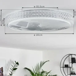 hofstein Plafonnier Suno LED Transparent, Blanc, 1 lumière, Télécommandes